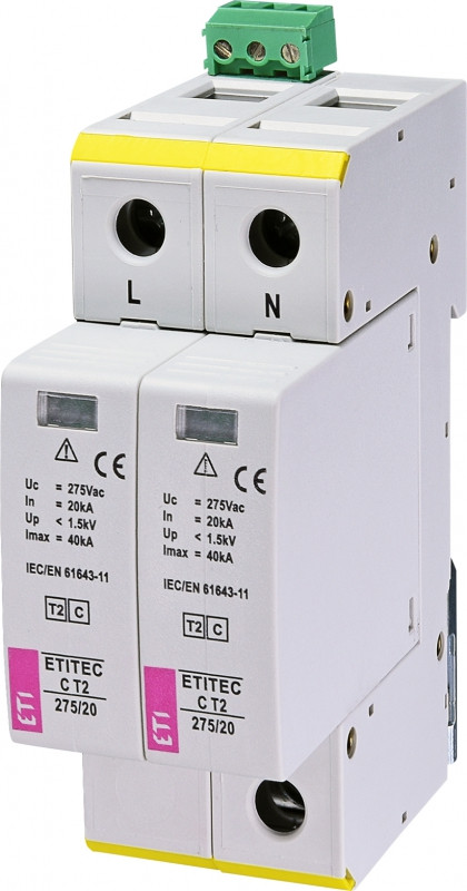 protectie supratensiuni etitec c t2 275/20 2+0 rc 002440398